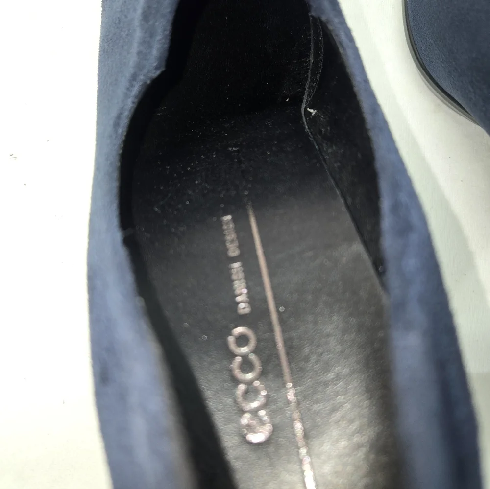 Ecco Women's Size 41 Danish Design Blue Suede Heels Pump Slip On - Picture 5 of 7
